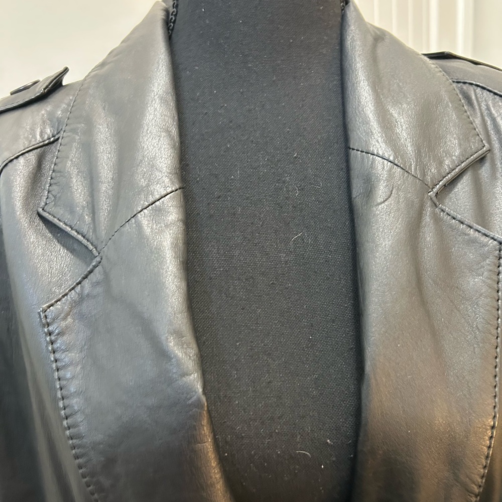Vintage Women's Black Leather Coat 100% Leather‎ 90s Goth - Picture 4 of 8